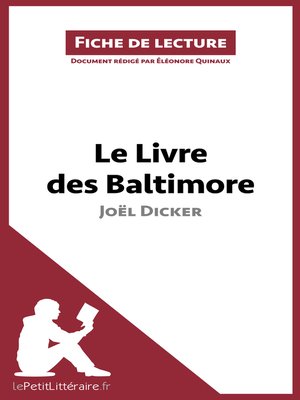 cover image of Le Livre des Baltimore de Joël Dicker (Fiche de lecture)